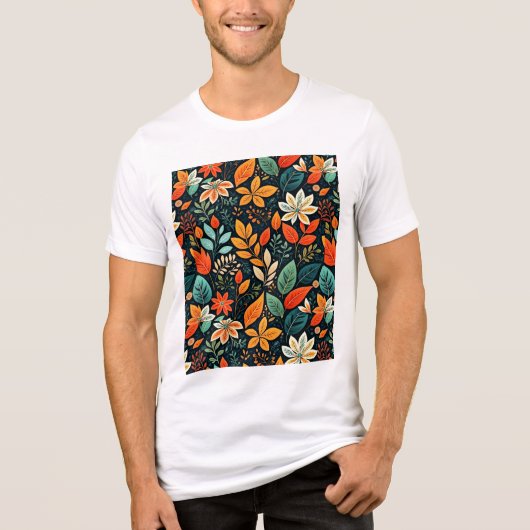 Bloemig Exotisch Bloemenpatroon Tri-Blend Shirt (Voorkant)