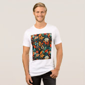Bloemig Exotisch Bloemenpatroon Tri-Blend Shirt (Voorkant volledig)