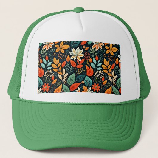Bloemig Exotisch Bloemenpatroon Trucker Pet (Voorkant)