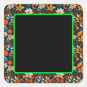 Bloemig Exotisch Bloemenpatroon Vierkante Sticker