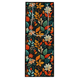 Bloemig Exotisch Bloemenpatroon Wijn Cadeautas