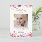 Bloemig foto rouwkaart programma (Staand voorkant)