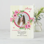 Bloemig fotolijst uitnodiging (Staand voorkant)