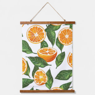 Bloemig Fruit Oranje Citrus Naadloos Patroon Hangend Wandkleed