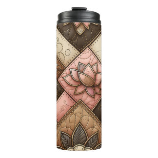 Bloemig Geborduurd Patchwork Patroonontwerp Thermosbeker