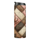 Bloemig Geborduurd Patchwork Patroonontwerp Thermosbeker (Geroteerd rechts)