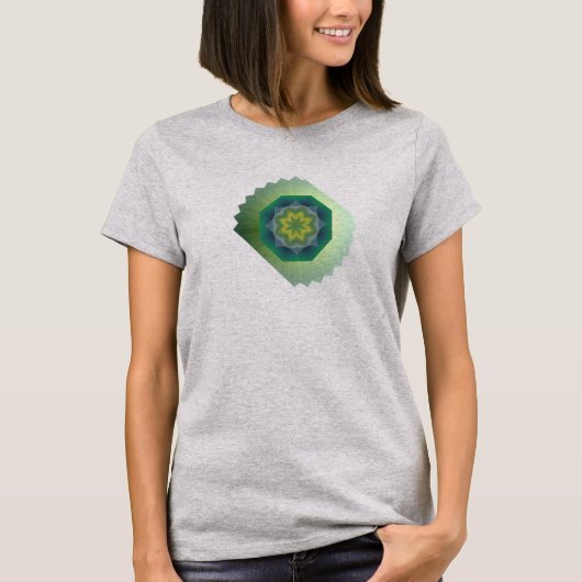 Bloemig gegolfde randontwerp t-shirt (Voorkant)