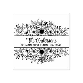 Bloemig Gespleten Monogram, Bloem Thema Rubberstempel