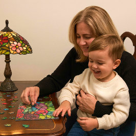 Bloemig glas-in-lood puzzel