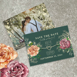 Bloemig Goud Smaragdgroene Bruiloft Save The Date