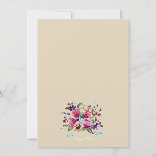 Bloemig Gouden Roze Roos Waterverf Baby Shower Kaart (Achterkant)