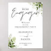 Bloemig Groen Verlovingsfeest Welkomstbord Poster (Voorkant)