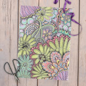 Bloemig handgetekend whimsisch pastel botanisch pa tissuepapier
