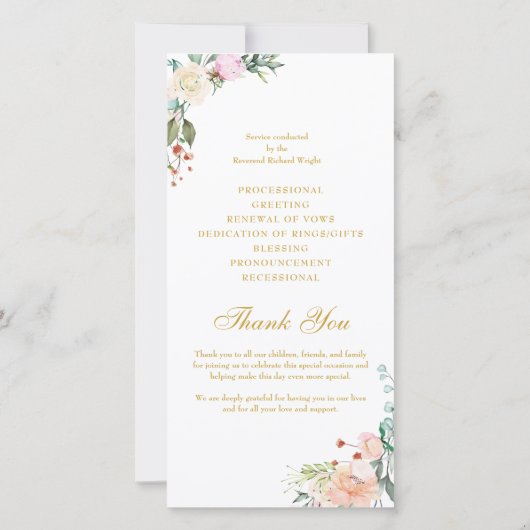 Bloemig Huwelijksbelofte Vernieuwing Jaarprogramma (Achterkant)