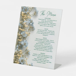 Bloemig Huwelijksmenu, Minimalistisch Menu, Elegan Reclamebord Met Voetstuk