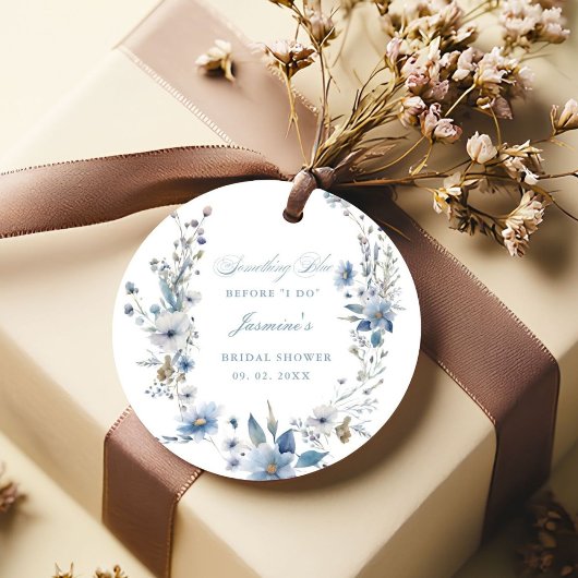 Bloemig Iets blauw voor ik doe Bruidsbad Bedankjes Labels