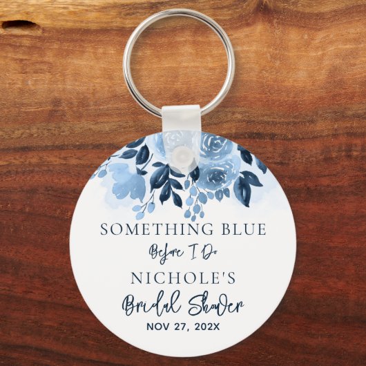 Bloemig iets blauw voor ik trouw Bruidsbeurtdag Sleutelhanger (Achterkant)