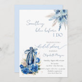 Bloemig iets blauwe strik wijnfles rozen kaart (Voorkant / Achterkant)