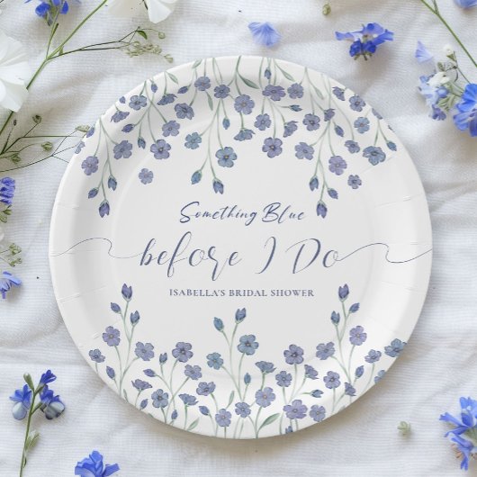Bloemig Iets Blues Voor Ik Doe Bruidsfeest Papieren Bordje