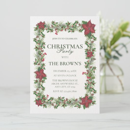  bloemig kerstfeest kaart (Staand voorkant)