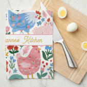 Bloemig Kip Oma's Keuken  Theedoek (Quarter Fold)