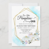 Bloemig klein pompoen 1e verjaardagsfeest kaart (Voorkant)