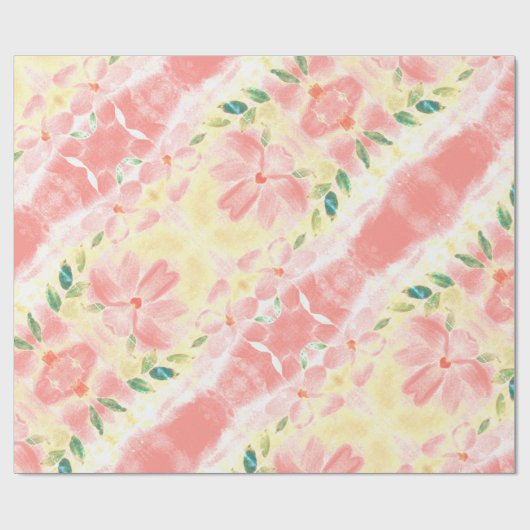 bloemig koraal cadeaupapier (Vlak)