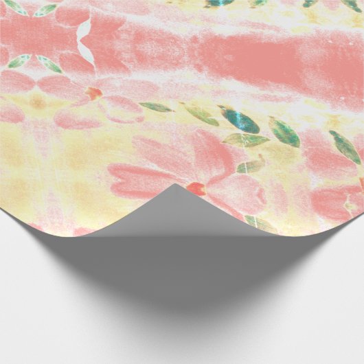  bloemig koraal cadeaupapier (Hoek)