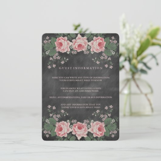  BLOEMIG KRIJTBORD BRUILOFT INSERT KAART (Staand voorkant)