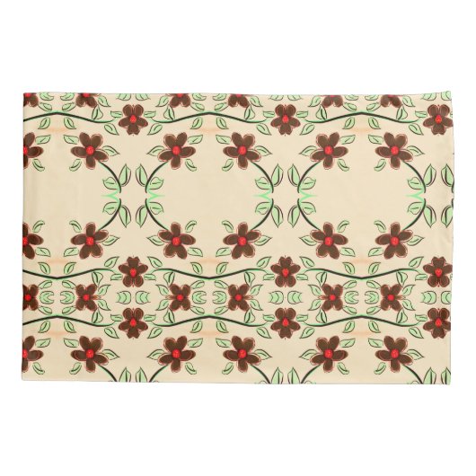 Bloemig kussen Hoesjes in crème en chocoladebruin Kussensloop (Achterkant)