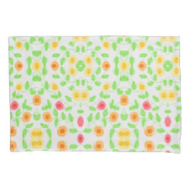 Bloemig kussen Hoesjes in geel rood en Sinaasappel Kussensloop