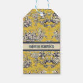  bloemig lakgeel toile de jouy monogram cadeaulabel (Voorkant)