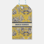  bloemig lakgeel toile de jouy monogram cadeaulabel (Achterkant)