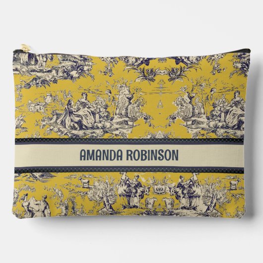  bloemig lakgeel toile de jouy monogram etui (Voorkant)