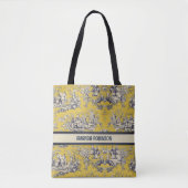  bloemig lakgeel toile de jouy monogram tote bag (Voorkant)