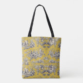  bloemig lakgeel toile de jouy monogram tote bag (Achterkant)