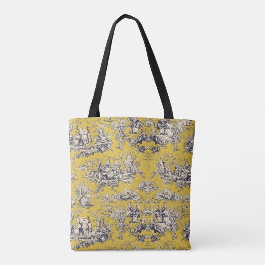 bloemig lakgeel toile de jouy monogram tote bag (Achterkant)