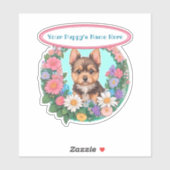 Bloemig lijst met schattig Yorkshire custom Sticker (Vel)