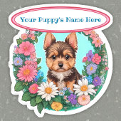 Bloemig lijst met schattig Yorkshire custom Sticker