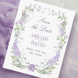 Bloemig lila lavendel kader trouw save the date
