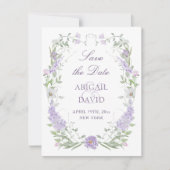 Bloemig lila lavendel kader trouw save the date (Voorkant)