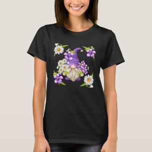 Bloemig Madeliefje Bloempatroon Voor Lente Paarse T-shirt
