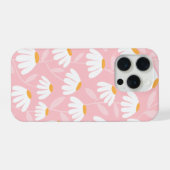 Bloemig Madeliefjes Patroon Roze & Wit iPhone Hoesje (Achterkant horizontaal)