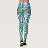 Bloemig Mandala-ontwerp, levendige pastelkleuren Leggings (Achterkant)