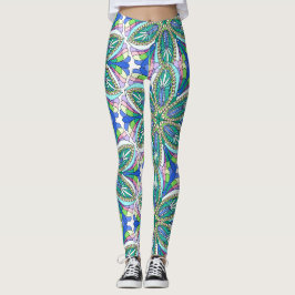 Bloemig Mandala-ontwerp, levendige pastelkleuren Leggings