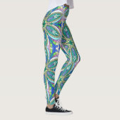 Bloemig Mandala-ontwerp, levendige pastelkleuren Leggings (Rechts)