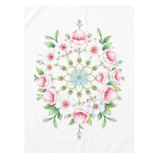 Bloemig Medaillon Pastel Paas Tafelkleed (Voorkant)