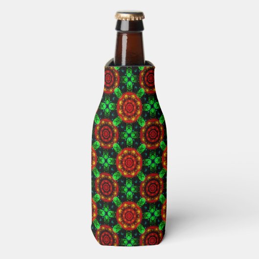 Bloemig modern boho elegant abstract patroon #504 flesjeskoeler (Fles Voorkant)