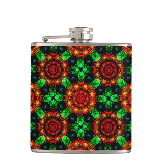 Bloemig modern boho elegant abstract patroon #504 heupfles (Voorkant)