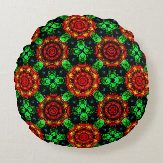 Bloemig modern boho elegant abstract patroon #504 rond kussen (Voorkant)